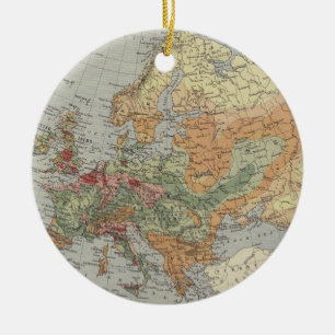 Population Density European Map Ceramic Ornament