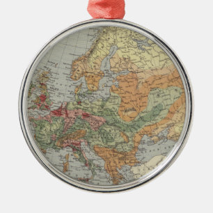 Population Density European Map Metal Ornament