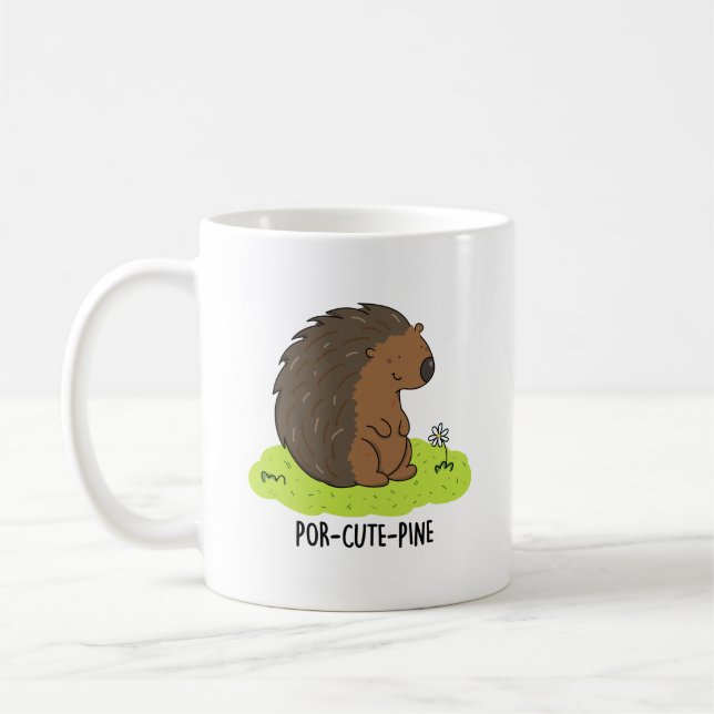 Por-Cute-Pine Funny Porcupine Pun  Coffee Mug (Left)