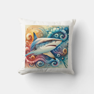 Porbeagle Shark 230824AREF135 - Watercolor Cushion