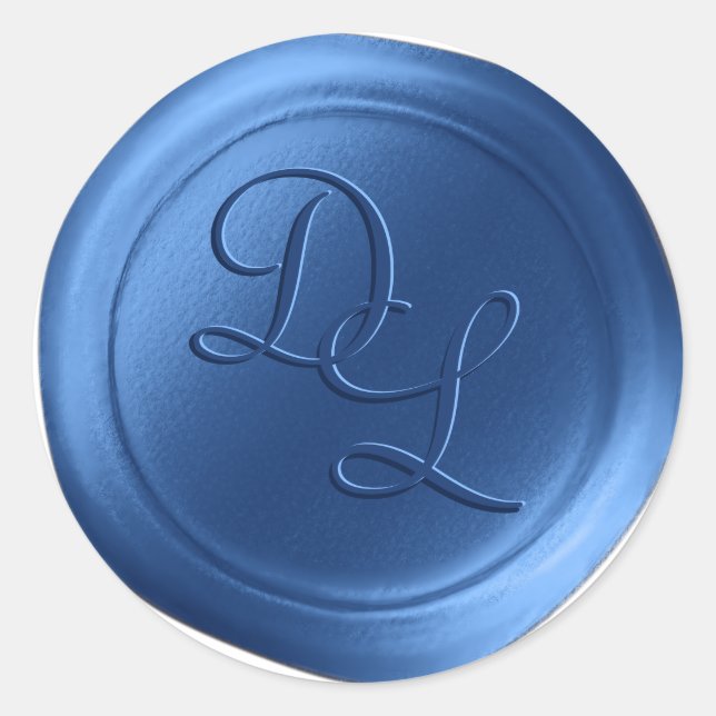Porcelain Blue 2 Letter Monogram Wax Seal Stickers (Front)