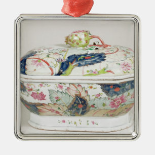 Porcelain dish, 18th century metal tree decoration