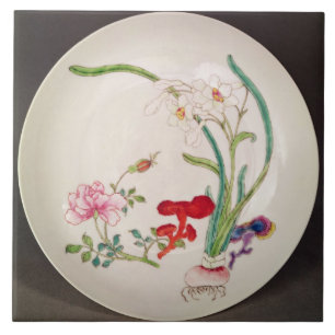 Porcelain dish, famille rose decoration, Yung Chen Ceramic Tile