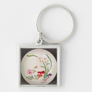 Porcelain dish, famille rose decoration, Yung Chen Key Ring