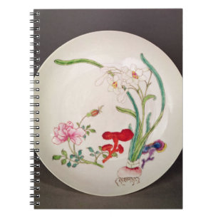 Porcelain dish, famille rose decoration, Yung Chen Notebook