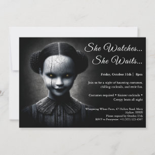 Porcelain Doll Halloween Costume Party Invitation