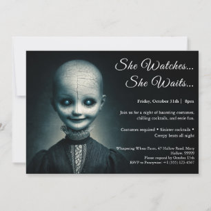 Porcelain Doll Halloween Costume Party Invitation