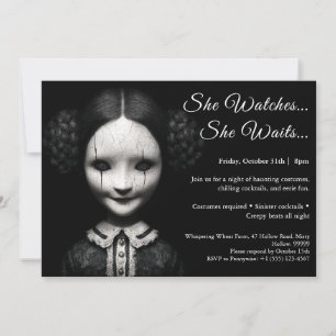 Porcelain Doll Halloween Costume Party Invitation