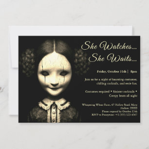 Porcelain Doll Halloween Costume Party Invitation