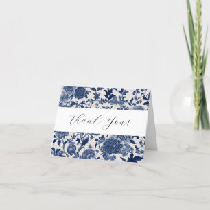 Porcelain Elegance: Blue Floral Thank You Cards