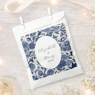 Porcelain Elegance: Blue Floral Wedding Favour Bag