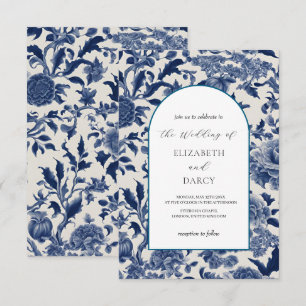 Porcelain Elegance: Blue Floral Wedding Invitation
