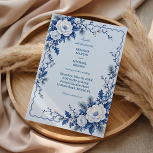 Porcelain Florals in Winter Blue Invitation
