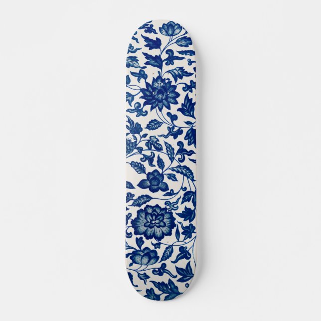 porcelain flowers blue and white skateboard (Front)