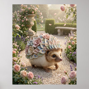 Porcelain Hedgehog Garden Glow Poster