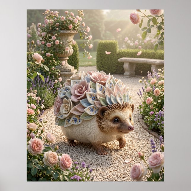 Porcelain Hedgehog Garden Glow Poster (Front)