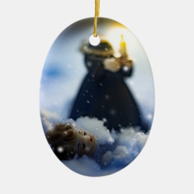 Porcelain in Snow X Ceramic Ornament (Front)