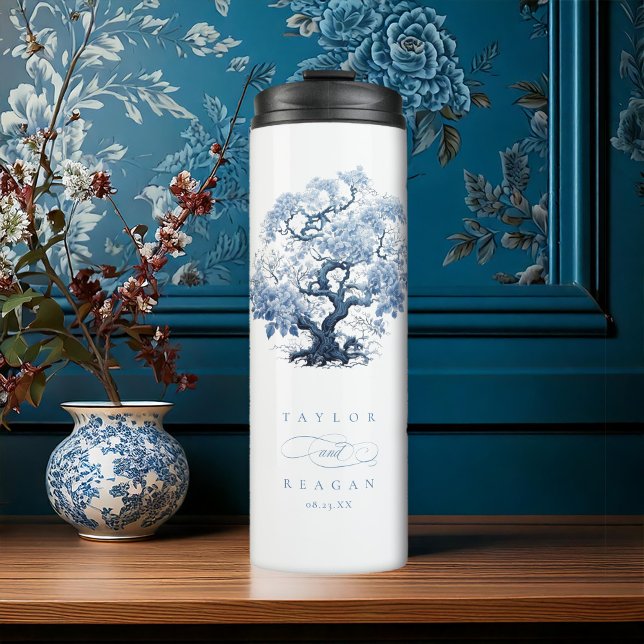 Porcelain-Inspired Chinoiserie Tree Motif ID1094 Thermal Tumbler (Creator Uploaded)