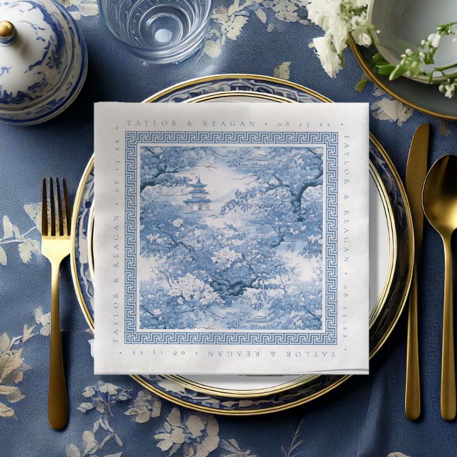 Porcelain-Inspired Chinoiserie Wedding ID1094 Napkin (Creator Uploaded)