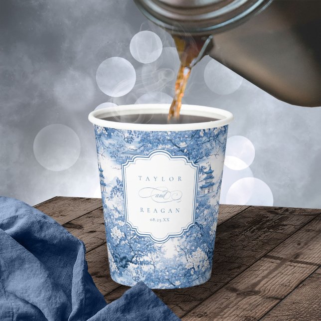 Porcelain-Inspired Chinoiserie Wedding ID1094 Paper Cups (Creator Uploaded)