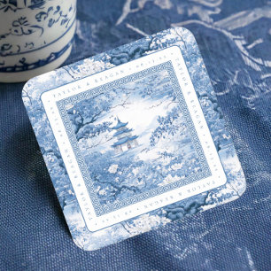 Porcelain-Inspired Chinoiserie Wedding ID1094 Square Paper Coaster