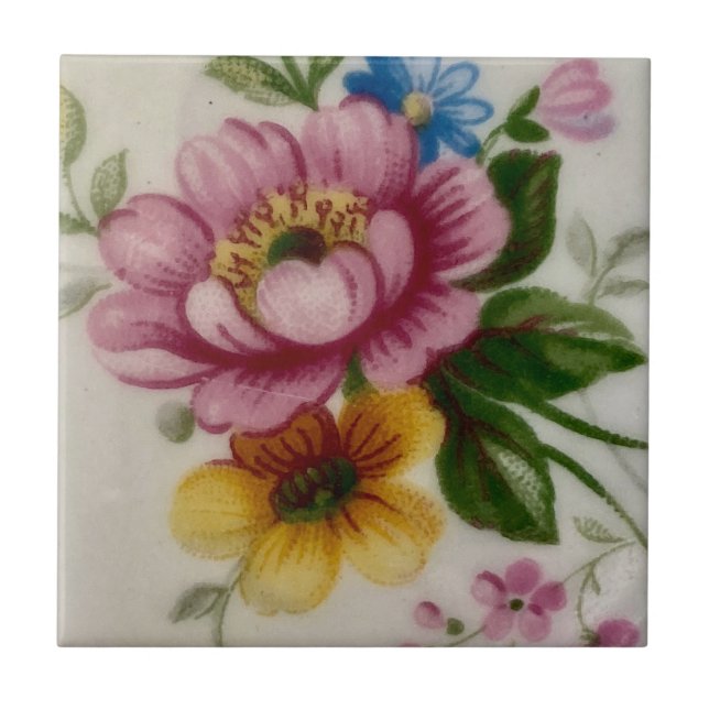 Porcelain Inspired Floral Ceramic Tile (Front)
