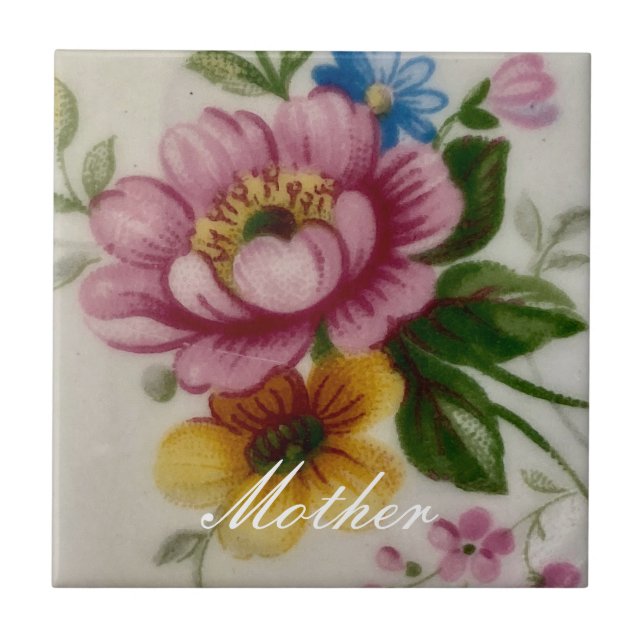 Porcelain Inspired Floral Ceramic Tile (Front)