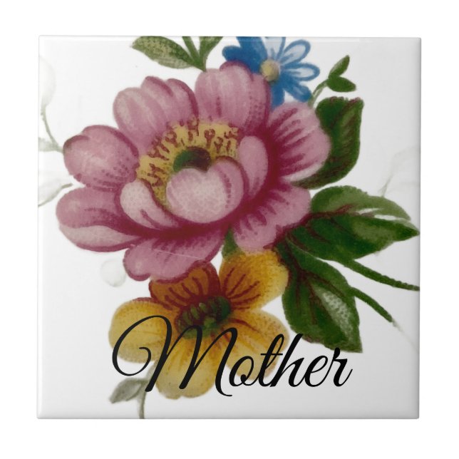 Porcelain Inspired Floral Ceramic Tile (Front)