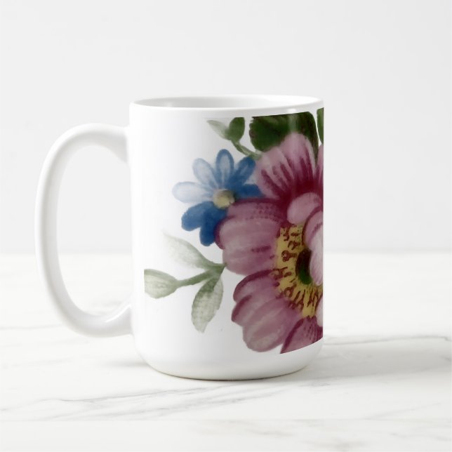 Porcelain Inspired Floral Coffee Mug (Left)