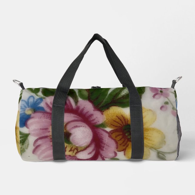 Porcelain Inspired Floral Duffle Bag (Front)