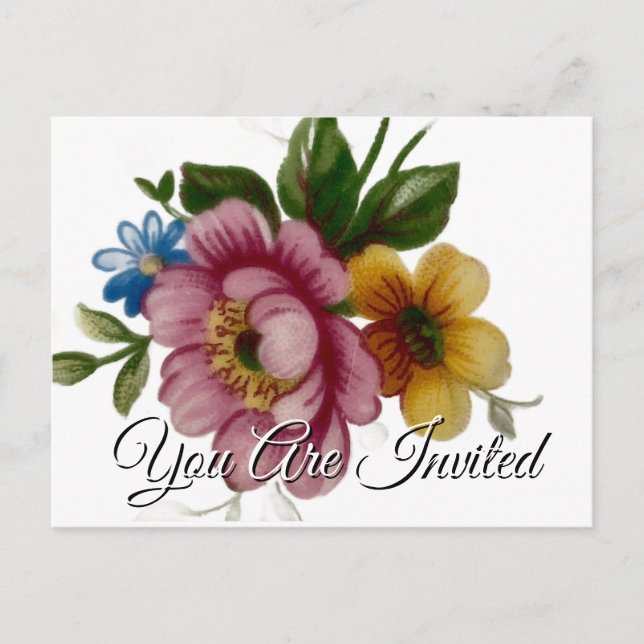 Porcelain Inspired Floral  Invitation Postcard (Front)