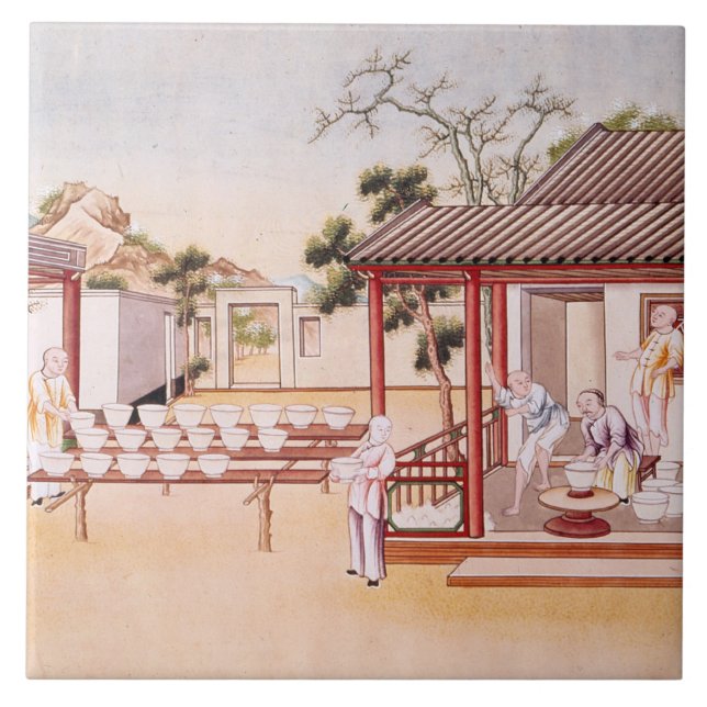 Porcelain Making (w/c on paper) Ceramic Tile (Front)