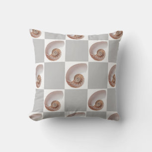 Porcelain Seashell Minimalist Chequerboard Pattern Cushion