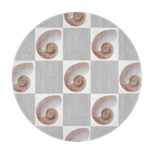 Porcelain Seashell Minimalist Chequerboard Pattern Cutting Board