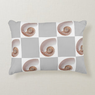 Porcelain Seashell Minimalist Chequerboard Pattern Decorative Cushion