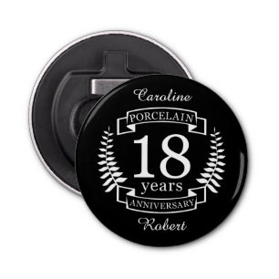 Porcelain traditional wedding anniversary 18 years bottle opener