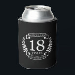 Porcelain traditional wedding anniversary 18 years can cooler<br><div class="desc">A design to celebrate 18 years of marriage. This design has a white (Porcelain) coloured laurel design on a black background. Porcelain is the traditional gift for this occasion. The text reads Porcelain 18 years anniversary. A romantic design to celebrate your 18th year of marriage. If you would like any...</div>