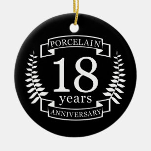 Porcelain traditional wedding anniversary 18 years ceramic ornament