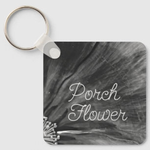 Porch Flower / Black and White / Key Ring