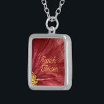 Porch Flower / Original / Silver Plated Necklace<br><div class="desc">Porch Flower. This original red painted flower background is actually a partial picture of a very old,  special ceramic Flower Bowl that belonged to Grandma. Rocking with Spirit. Enjoy!</div>