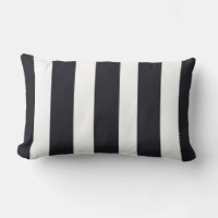 Porch Lumbar Throw Pillow For Patio B & W Stripes