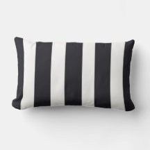 Porch Lumbar Throw Pillow For Patio B & W Stripes