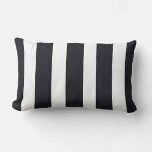 Porch Lumbar Throw Pillow For Patio B & W Stripes