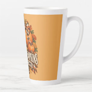 Porch Pumpkins Plaid Bows Autumn Cottagecore Latte Mug