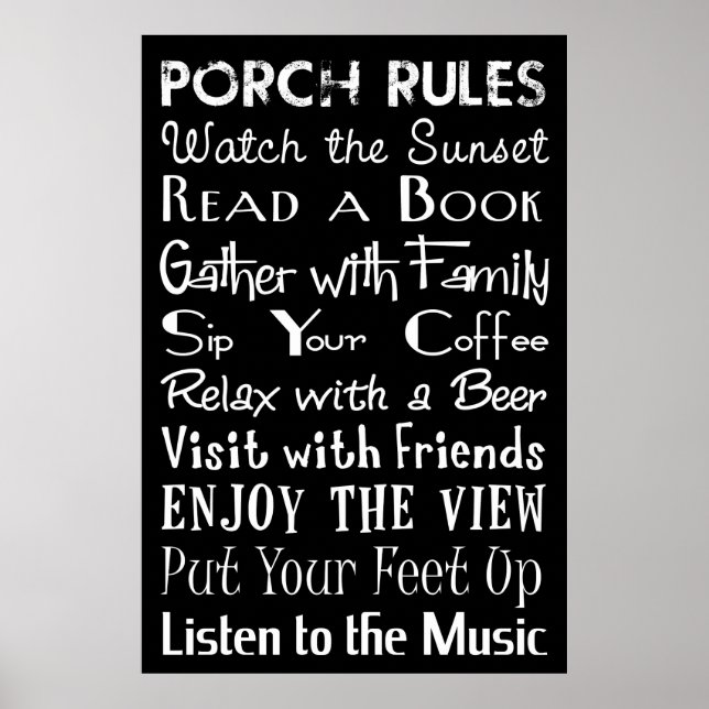 Porch Rules Poster (Front)
