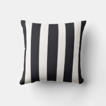 Porch Throw Pillow Elegant Black & White  Stripes