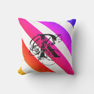 Porch Vibrant Summer Colours Monogram Modern Cushion
