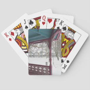 Porch View on a Snowy Day - Martha's Vineyard  Playing Cards