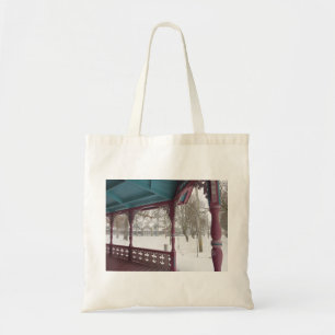 Porch View on a Snowy Day - Martha's Vineyard Tote Bag