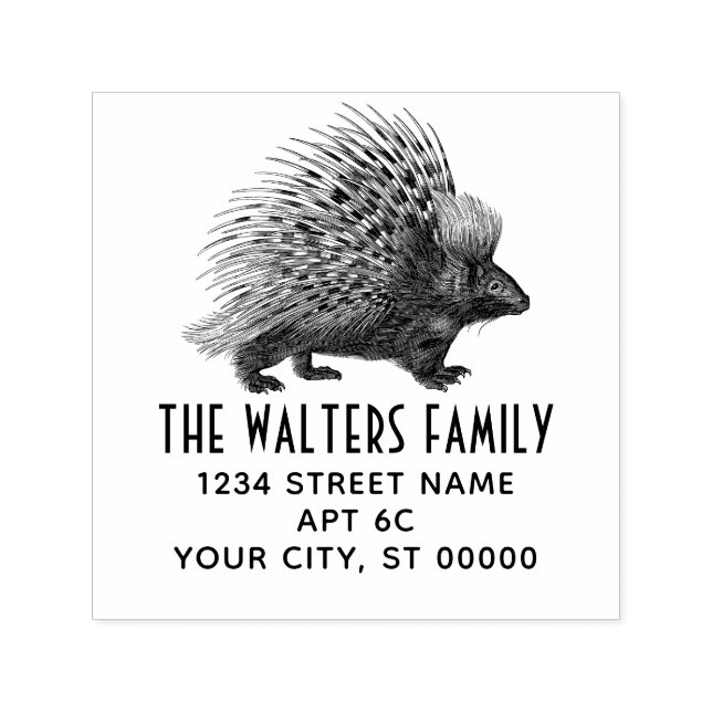 Porcupine #1 Name Return Address Self-inking Stamp (Design)